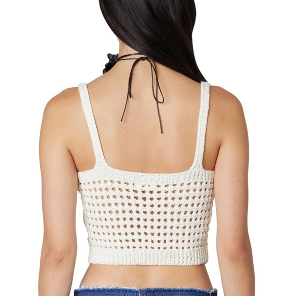 Nia Cropped Knit Open Crochet Tank Top Size M - Picture 3 of 9